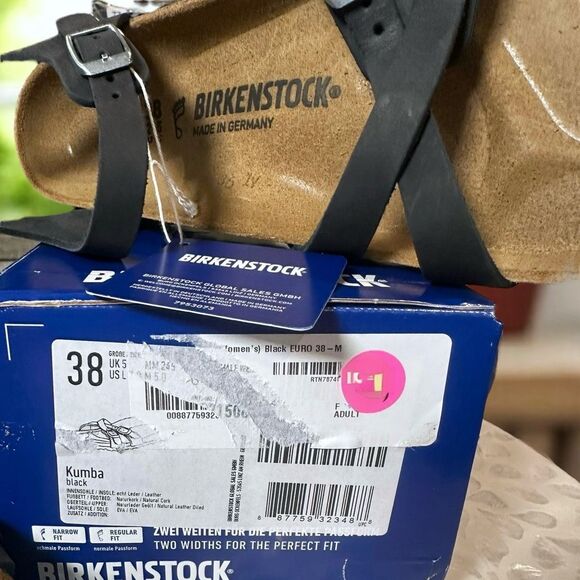 Birkenstock Kumba Sandals Black Leather Women’s Size 38 EU New in Box NIB Comfor - Picture 10 of 10